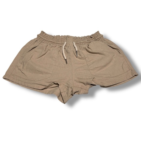 Love Tree Women's Linen Blend Drawstring Shorts Beige Size Small 21 x 3 - Picture 1 of 6
